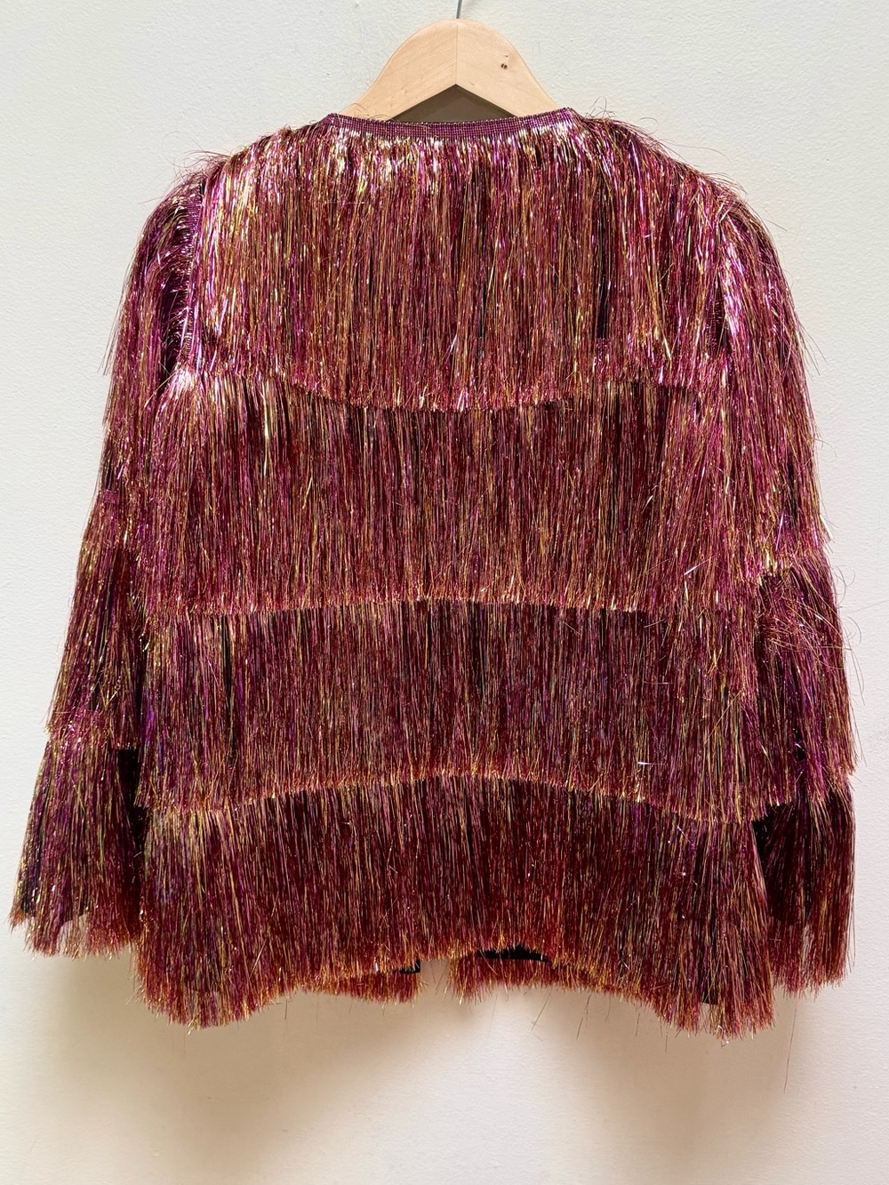 NastyGal *NEW* Metallic Pink Tinsel Fringe Party Jacket - Picture 10 of 15